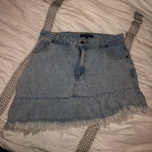 Asymmetrical Hem Jean Skirt